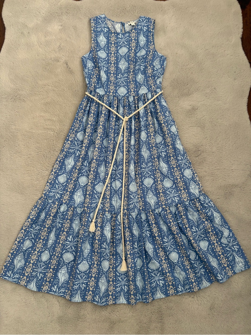 J. Crew Blue and Cream Printed Dress with pockets
